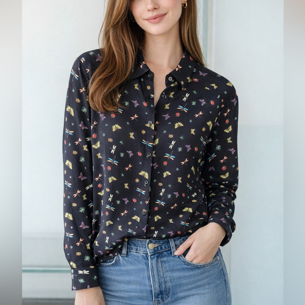 The Kooples black silk button down, ladies, blouse